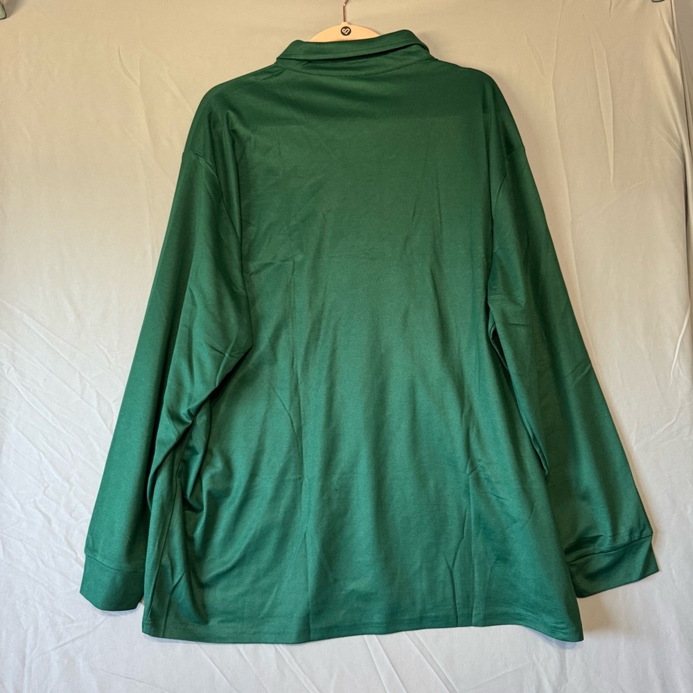 Bishuige Womens Green Long Sleeve Polo Shirt Size 3XL NWT Office Business Career - Picture 5 of 7